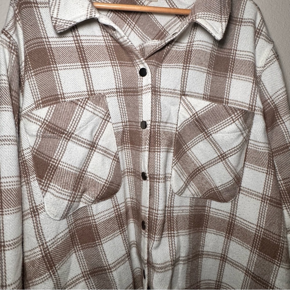 Ecothreads Plaid Snap Front Shacket Jacket 3x Neu… - image 4